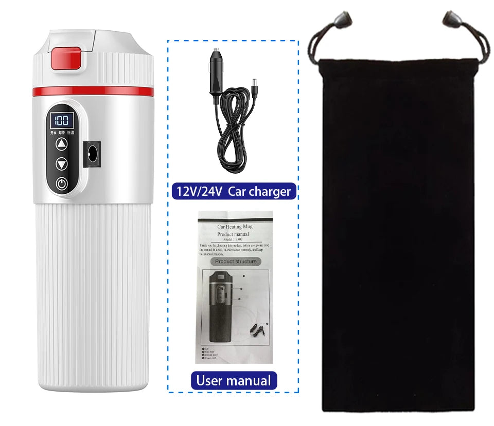 12V/24V 500ML Electric Heating Cup Kettle 304Stainless
