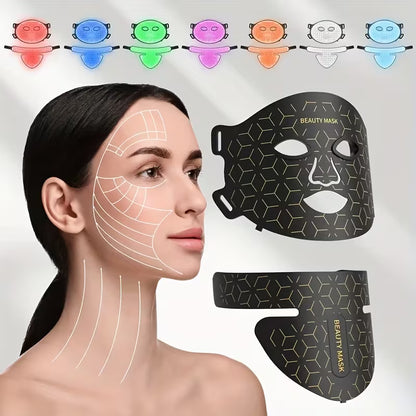 Silicone LED Mask Face With Neck 7 Colors LED Photon