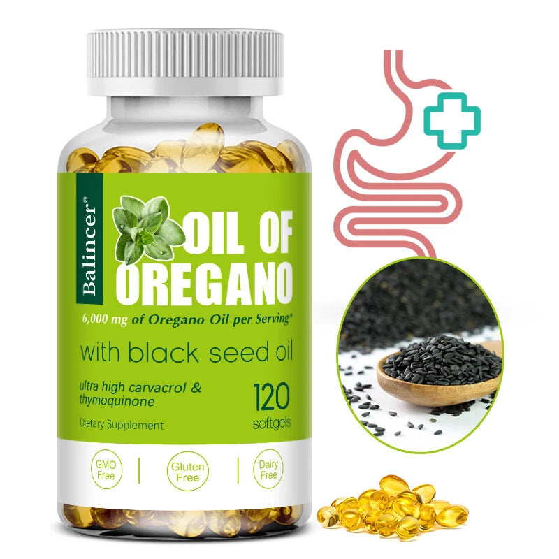 Oregano Oil Softgels 6000mg - Natural Antioxidant and Immune Support
