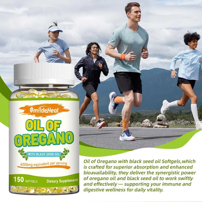 Oregano Oil Softgels 6000mg - Natural Antioxidant and Immune Support