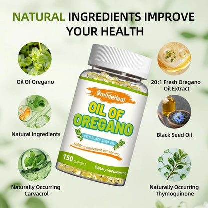 Oregano Oil Softgels 6000mg - Natural Antioxidant and Immune Support