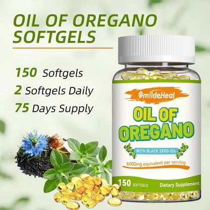 Oregano Oil Softgels 6000mg - Natural Antioxidant and Immune Support